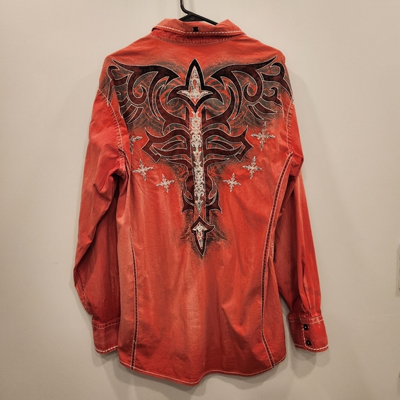 Roar Signature Y2K Long Sleeve Button Up Mens Shirt - Picture 10 of 13